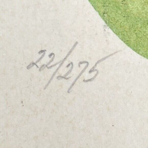 Original SIGNED R. Menasche Watercolor Lithograph Girl & Dog 22/275 Vtg 70s - Picture 3 of 4